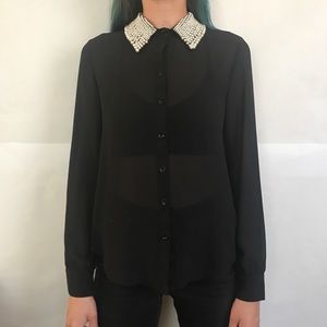 Pearl collared blouse